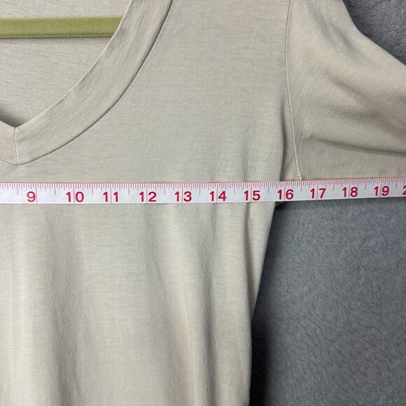 Standard James Perse Tee Relaxed Fit V-Neck Long Sleeve Beige Designer Basic M - Picture 4 of 9
